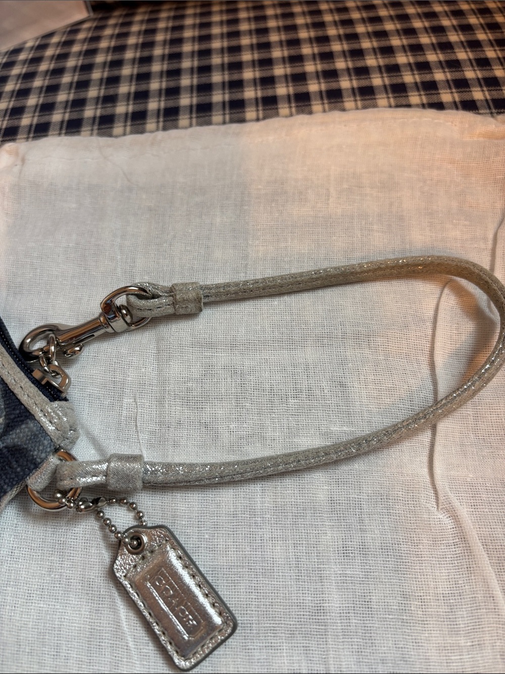 Coach Patchwork Signature Wristlet in Beige, Brown and Silver - Picture 6 of 10